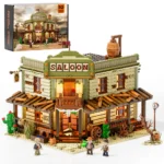 Western Bank Heist Lighting Building-Bricks Set - Wild West Outlaw Gold Heist 2875 Pcs Collection Display Set for West Lovers