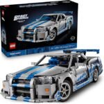 LEGO Technic 2 Fast 2 Furious Nissan Skyline GT-R (R34) Car - DIY Kit and Building Set for Adults - Collectible Model Street Racer with Drift Function - Gift for Car Enthusiasts and Movie Fans - 42210
