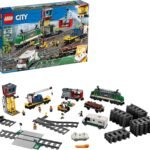 LEGO City Cargo Train 60198 Remote Control Train Building Set with Tracks for Kids