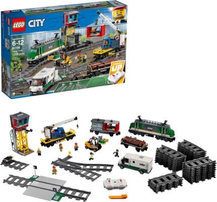 LEGO City Cargo Train 60198 Remote Control Train Building Set with Tracks for Kids