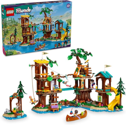 LEGO Friends Adventure Camp Tree House Building Toy - Pretend Play Toy Figures & Playsets for Girls & Boys, Ages 8+ Years - with 5 Mini Dolls & 5 Animal Figures - Gifts for Kids - 42631
