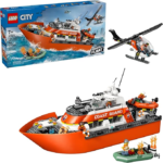 LEGO City Coast Guard Rescue Boat & Helicopter Building Toys - Kids Pretend Play Set for Boys & Girls, Ages 7+ - W/2 Rescue Boat Toys, 5 Minifigures & Dog Figure - Gift Idea for Birthdays - 60504