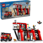 LEGO City Fire Station with Fire Truck Toy - Kids Toy Building Sets with 2 Fire Truck Attachments - Gifts for Boys & Girls Ages 6+ - Pretend Play Set with 5 Minifigures - 60414