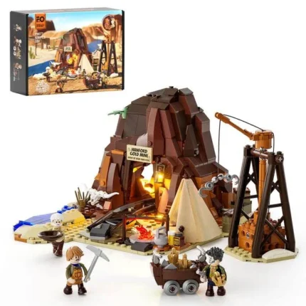 PANTASY GBC Gold Rush Mining Building Set, Wild West Gold Building, Motorized Ball Contraption Diorama with Gear System, Type-C Powered Interactive Brick Kit, Mechanical Collectible Model for Adults